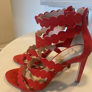 Jessica Simpson Red Scalloped Sandals